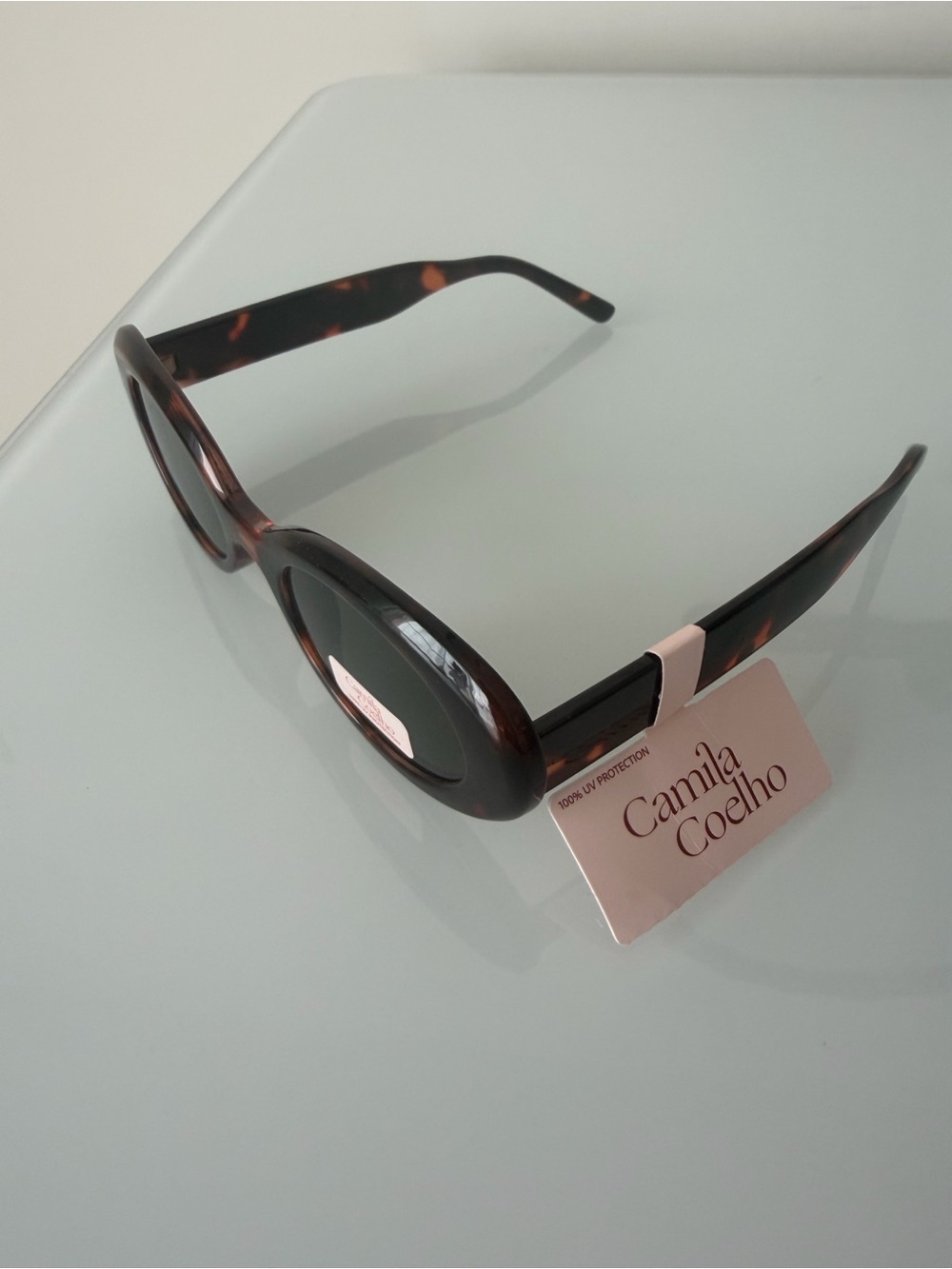 Camila Coelho Tortoiseshell oval Sunglasses with Dark Lenses